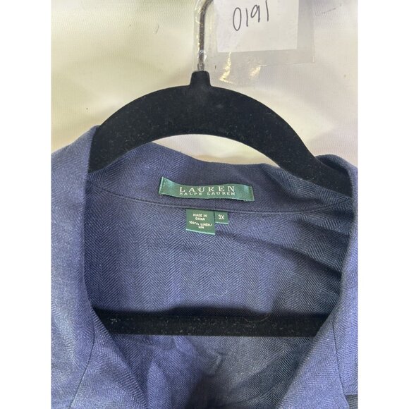 Lauren Ralph Lauren Linen Button Front Shirt Navy Blue - Picture 2 of 6